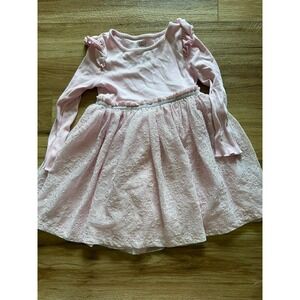 Falls Creek Kids Long Sleeve Dress‎ 5T Pink Lace Ruffle Glitter Ribbed Knit